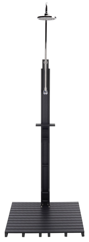 Safavieh Oudoor Faux Wood Polystyrene Shower With Stainless Steel Hardware For Patio Or Pool BLACK / SILVER OD8900