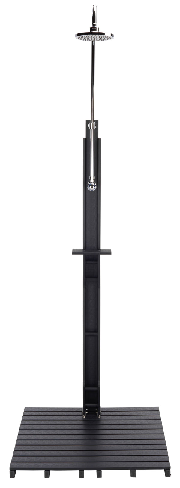Safavieh Oudoor Faux Wood Polystyrene Shower With Stainless Steel Hardware For Patio Or Pool BLACK / SILVER OD8900