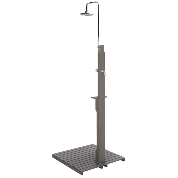 Safavieh Oudoor Faux Wood Polystyrene Shower With Stainless Steel Hardware For Patio Or Pool LIGHT GREY / SILVER OD8901