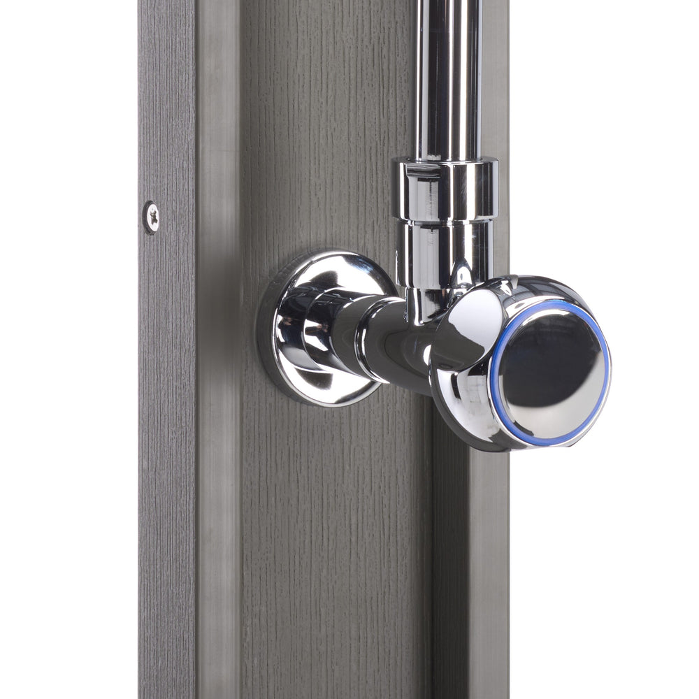 Safavieh Oudoor Faux Wood Polystyrene Shower With Stainless Steel Hardware For Patio Or Pool LIGHT GREY / SILVER OD8901