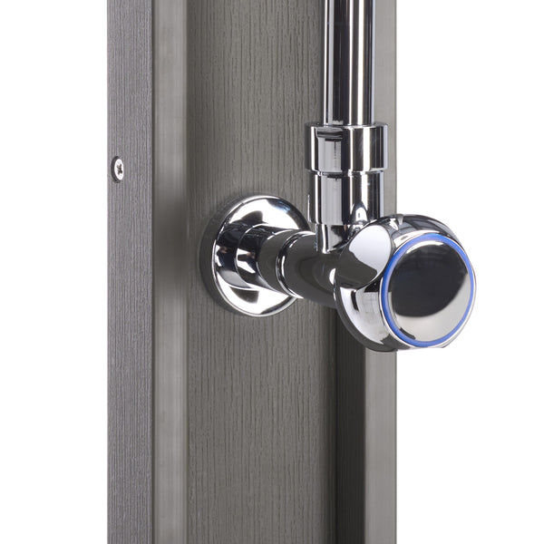 Safavieh Oudoor Faux Wood Polystyrene Shower With Stainless Steel Hardware For Patio Or Pool LIGHT GREY / SILVER OD8901