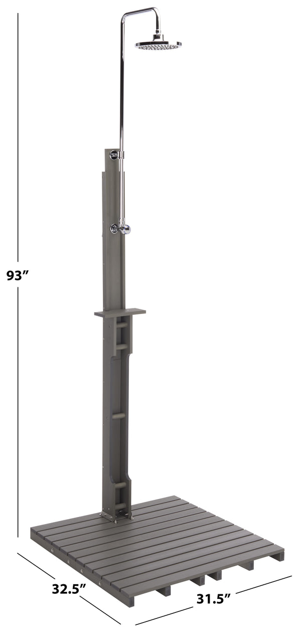 Safavieh Oudoor Faux Wood Polystyrene Shower With Stainless Steel Hardware For Patio Or Pool LIGHT GREY / SILVER OD8901