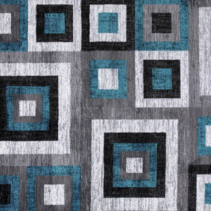 English Elm Gideon Collection Geometric 8' x 10' Turquoise & Grey Area Rug - Stylish, Durable, Kid & Pet Friendly OK-HCF-7146ATUR-810-TUR-GG