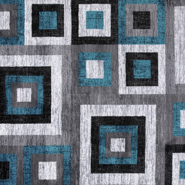 English Elm Gideon Collection Geometric 8' x 10' Turquoise & Grey Area Rug - Stylish, Durable, Kid & Pet Friendly OK-HCF-7146ATUR-810-TUR-GG
