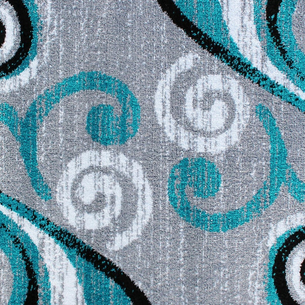 English Elm Valli Contemporary Abstract Area Rug - Soft Olefin with Jute Backing for High-Traffic Spaces Turquoise 2' x 11' OKR-RG1100-211-TQ-GG