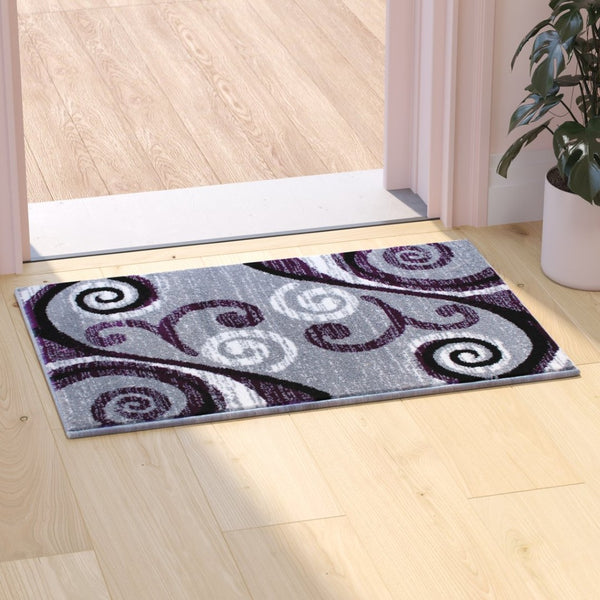 English Elm Valli Contemporary Abstract Area Rug - Soft Olefin with Jute Backing for High-Traffic Spaces Purple 2' x 3' OKR-RG1100-23-PU-GG