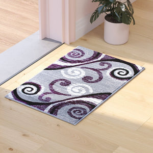 English Elm Valli Contemporary Abstract Area Rug - Soft Olefin with Jute Backing for High-Traffic Spaces Purple 2' x 3' OKR-RG1100-23-PU-GG