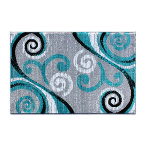 English Elm Valli Contemporary Abstract Area Rug - Soft Olefin with Jute Backing for High-Traffic Spaces Turquoise 2' x 3' OKR-RG1100-23-TQ-GG