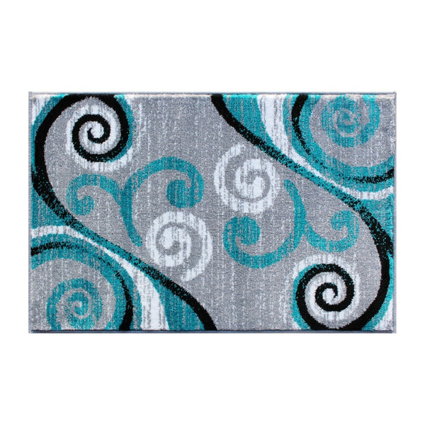 English Elm Valli Contemporary Abstract Area Rug - Soft Olefin with Jute Backing for High-Traffic Spaces Turquoise 2' x 3' OKR-RG1100-23-TQ-GG