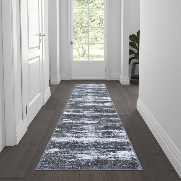 English Elm Valli Contemporary Abstract Area Rug - Soft Olefin with Jute Backing for High-Traffic Spaces Purple 2' x 7' OKR-RG1100-27-PU-GG