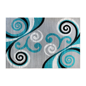 English Elm Valli Contemporary Abstract Area Rug - Soft Olefin with Jute Backing for High-Traffic Spaces Turquoise 5' x 7' OKR-RG1100-57-TQ-GG