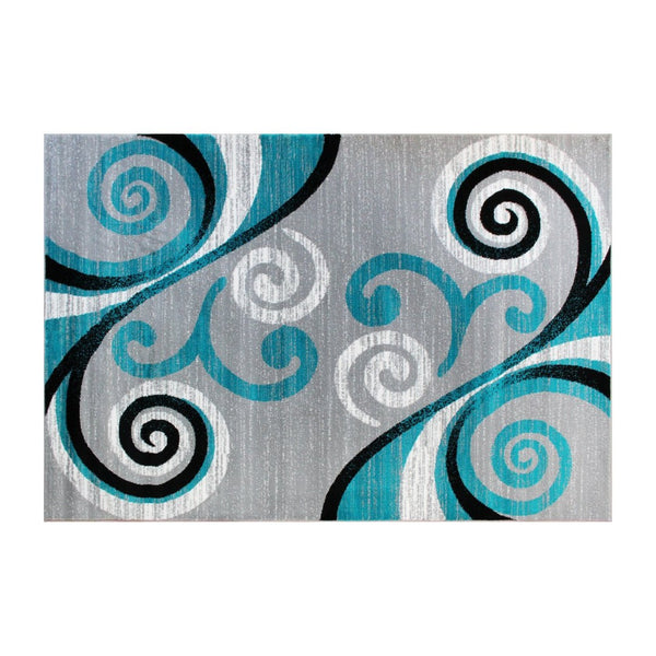English Elm Valli Contemporary Abstract Area Rug - Soft Olefin with Jute Backing for High-Traffic Spaces Turquoise 5' x 7' OKR-RG1100-57-TQ-GG