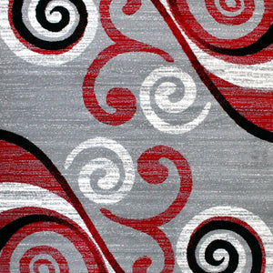 English Elm Valli Contemporary Abstract Area Rug - Soft Olefin with Jute Backing for High-Traffic Spaces Red 6' x 9' OKR-RG1100-69-RD-GG