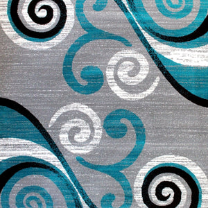 English Elm Valli Contemporary Abstract Area Rug - Soft Olefin with Jute Backing for High-Traffic Spaces Turquoise 6' x 9' OKR-RG1100-69-TQ-GG