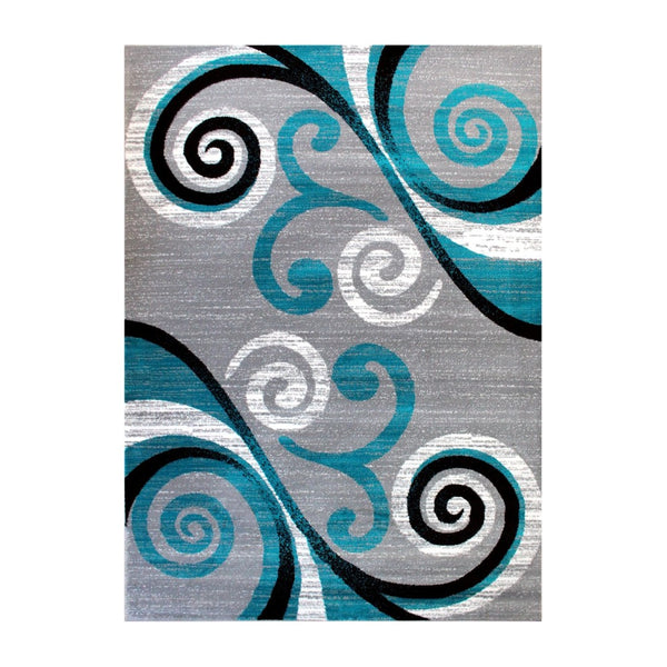 English Elm Valli Contemporary Abstract Area Rug - Soft Olefin with Jute Backing for High-Traffic Spaces Turquoise 8' x 10' OKR-RG1100-810-TQ-GG