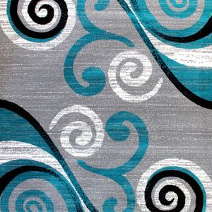 English Elm Valli Contemporary Abstract Area Rug - Soft Olefin with Jute Backing for High-Traffic Spaces Turquoise 8' x 10' OKR-RG1100-810-TQ-GG