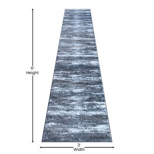 English Elm Marian Collection Distressed Modern Runner Rug for Entryways, Hallways, and Living Spaces Grey 2' x 11' OKR-RG1102-211-GY-GG