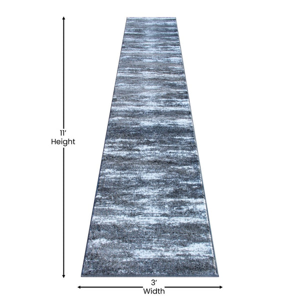 English Elm Marian Collection Distressed Modern Runner Rug for Entryways, Hallways, and Living Spaces Grey 2' x 11' OKR-RG1102-211-GY-GG
