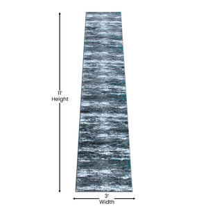 English Elm Marian Collection Distressed Modern Runner Rug for Entryways, Hallways, and Living Spaces Turquoise 2' x 11' OKR-RG1102-211-TQ-GG