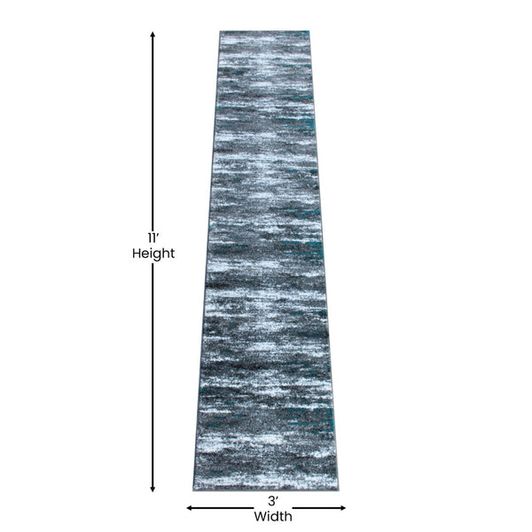 English Elm Marian Collection Distressed Modern Runner Rug for Entryways, Hallways, and Living Spaces Turquoise 2' x 11' OKR-RG1102-211-TQ-GG