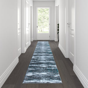 English Elm Marian Collection Distressed Modern Runner Rug for Entryways, Hallways, and Living Spaces Turquoise 2' x 11' OKR-RG1102-211-TQ-GG