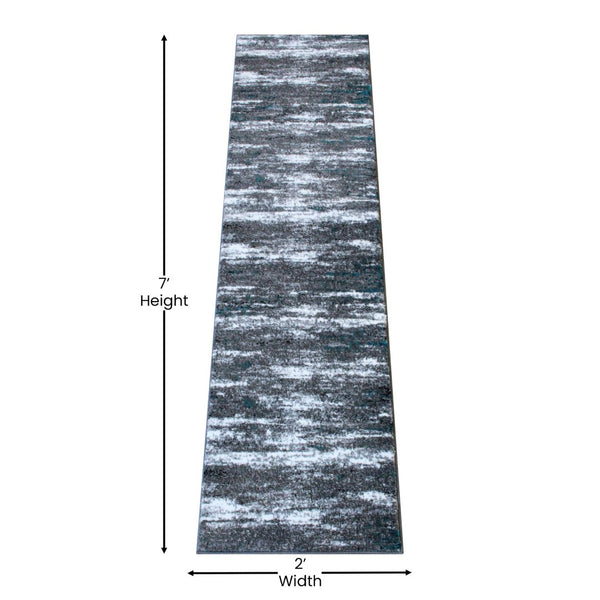 English Elm Marian Collection Distressed Modern Runner Rug for Entryways, Hallways, and Living Spaces Turquoise 2' x 7' OKR-RG1102-27-TQ-GG