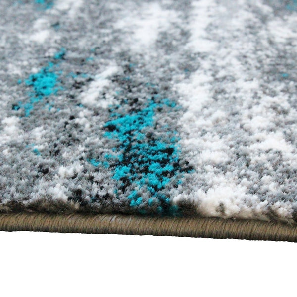 English Elm Marian Collection Distressed Modern Runner Rug for Entryways, Hallways, and Living Spaces Turquoise 2' x 7' OKR-RG1102-27-TQ-GG