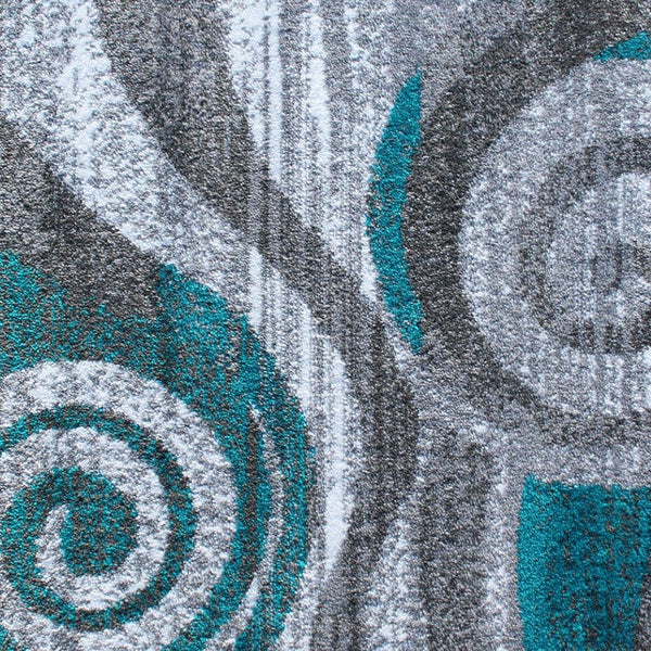 English Elm Cirrus Collection Contemporary Swirl Pattern Olefin Area Rug for Stylish Entryways and Living Spaces Turquoise 2' x 7' OKR-RG1103-27-TQ-GG