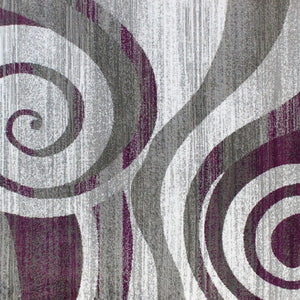 English Elm Cirrus Collection Contemporary Swirl Pattern Olefin Area Rug for Stylish Entryways and Living Spaces Purple 5' x 7' OKR-RG1103-57-PU-GG