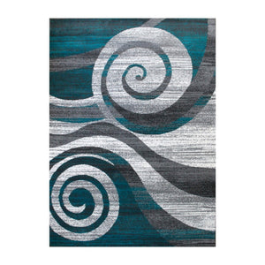 English Elm Cirrus Collection Contemporary Swirl Pattern Olefin Area Rug for Stylish Entryways and Living Spaces Turquoise 8' x 10' OKR-RG1103-810-TQ-GG