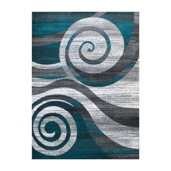 English Elm Cirrus Collection Contemporary Swirl Pattern Olefin Area Rug for Stylish Entryways and Living Spaces Turquoise 8' x 10' OKR-RG1103-810-TQ-GG