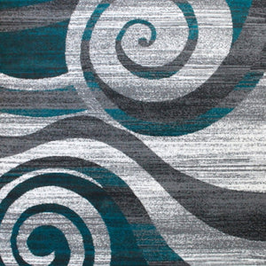 English Elm Cirrus Collection Contemporary Swirl Pattern Olefin Area Rug for Stylish Entryways and Living Spaces Turquoise 8' x 10' OKR-RG1103-810-TQ-GG
