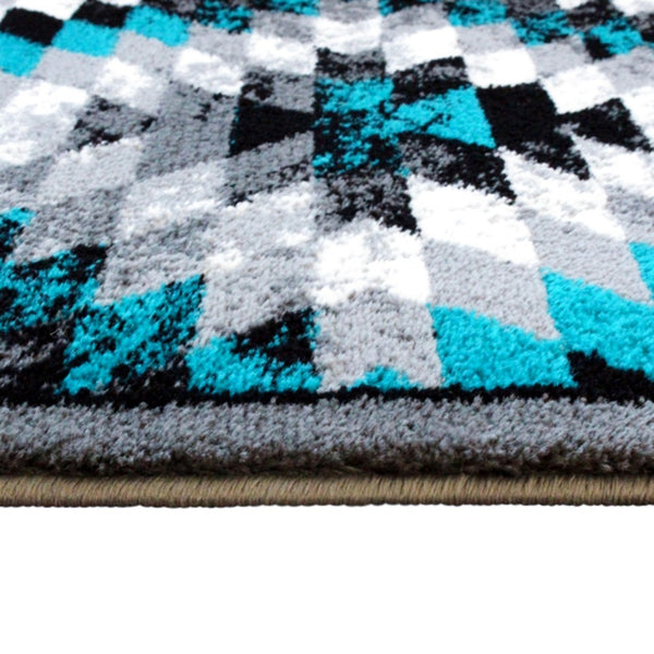 English Elm Teagan Collection Southwestern Runner Rug - Plush Olefin with Jute Backing for Entryway Style Turquoise 2' x 11' OKR-RG1106-211-TQ-GG