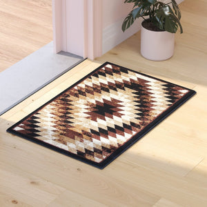 English Elm Teagan Collection Southwestern Runner Rug - Plush Olefin with Jute Backing for Entryway Style Brown 2' x 3' OKR-RG1106-23-BN-GG