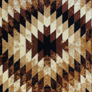 English Elm Teagan Collection Southwestern Runner Rug - Plush Olefin with Jute Backing for Entryway Style Brown 2' x 3' OKR-RG1106-23-BN-GG