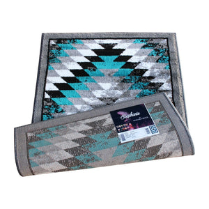 English Elm Teagan Collection Southwestern Runner Rug - Plush Olefin with Jute Backing for Entryway Style Turquoise 2' x 3' OKR-RG1106-23-TQ-GG