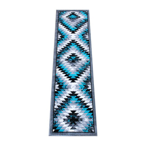 English Elm Teagan Collection Southwestern Runner Rug - Plush Olefin with Jute Backing for Entryway Style Turquoise 2' x 7' OKR-RG1106-27-TQ-GG