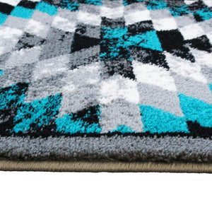 English Elm Teagan Collection Southwestern Runner Rug - Plush Olefin with Jute Backing for Entryway Style Turquoise 2' x 7' OKR-RG1106-27-TQ-GG
