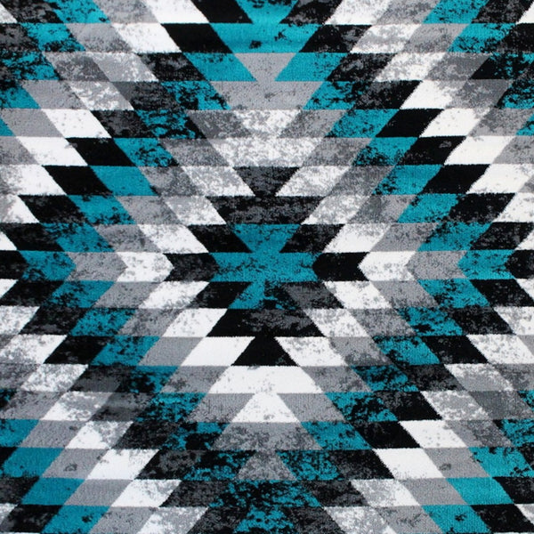 English Elm Teagan Collection Southwestern Runner Rug - Plush Olefin with Jute Backing for Entryway Style Turquoise 4' x 5' OKR-RG1106-45-TQ-GG