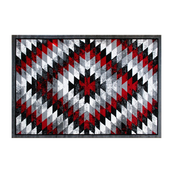 English Elm Teagan Collection Southwestern Runner Rug - Plush Olefin with Jute Backing for Entryway Style Red 5' x 7' OKR-RG1106-57-RD-GG
