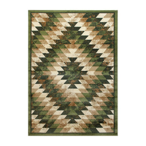 English Elm Teagan Collection Southwestern Runner Rug - Plush Olefin with Jute Backing for Entryway Style Green 6' x 9' OKR-RG1106-69-GN-GG
