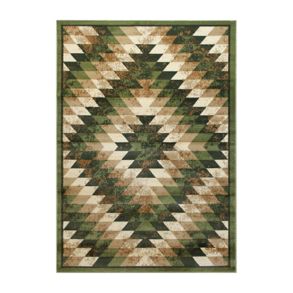 English Elm Teagan Collection Southwestern Runner Rug - Plush Olefin with Jute Backing for Entryway Style Green 6' x 9' OKR-RG1106-69-GN-GG