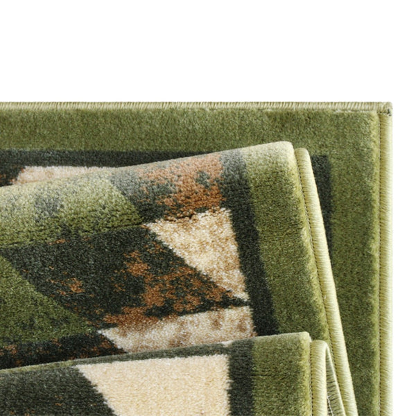 English Elm Teagan Collection Southwestern Runner Rug - Plush Olefin with Jute Backing for Entryway Style Green 6' x 9' OKR-RG1106-69-GN-GG