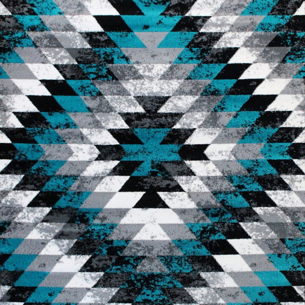 English Elm Teagan Collection Southwestern Runner Rug - Plush Olefin with Jute Backing for Entryway Style Turquoise 6' x 9' OKR-RG1106-69-TQ-GG