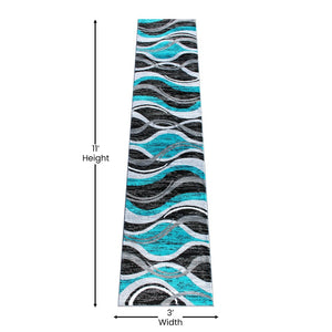 English Elm Wisp Collection Rippled Olefin Runner Rug - Soft, Durable, and Stylish for Entryways and Living Spaces Turquoise 2' x 11' OKR-RG1109-211-TQ-GG