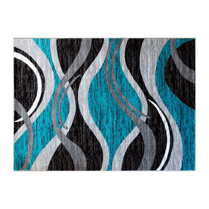English Elm Wisp Collection Rippled Olefin Runner Rug - Soft, Durable, and Stylish for Entryways and Living Spaces Turquoise 5' x 7' OKR-RG1109-57-TQ-GG