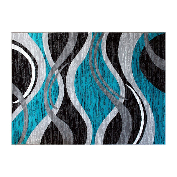 English Elm Wisp Collection Rippled Olefin Runner Rug - Soft, Durable, and Stylish for Entryways and Living Spaces Turquoise 5' x 7' OKR-RG1109-57-TQ-GG