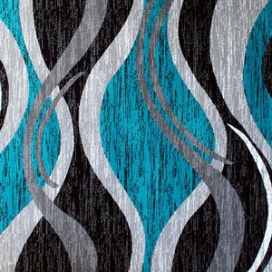 English Elm Wisp Collection Rippled Olefin Runner Rug - Soft, Durable, and Stylish for Entryways and Living Spaces Turquoise 5' x 7' OKR-RG1109-57-TQ-GG