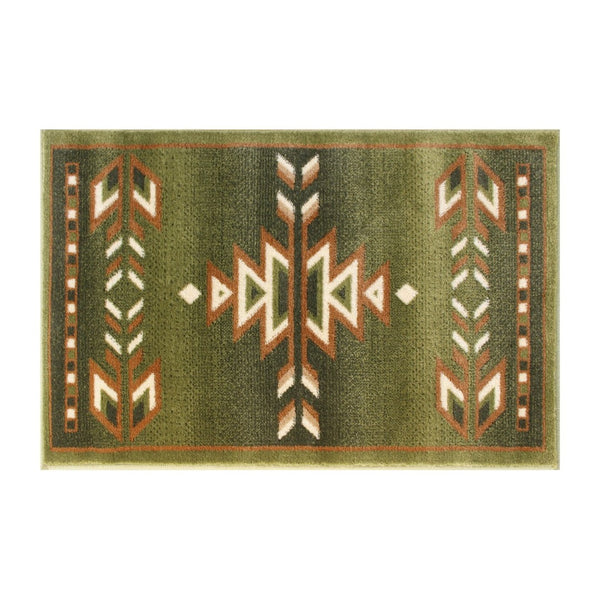 English Elm Lodi Collection Southwestern Area Rug - Durable Olefin Runner for Hallways, Entryways, and Bedrooms Green 2' x 3' OKR-RG1113-23-GN-GG