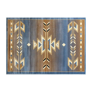 English Elm Lodi Collection Southwestern Area Rug - Durable Olefin Runner for Hallways, Entryways, and Bedrooms Blue 4' x 5' OKR-RG1113-45-BL-GG
